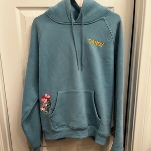 Oversized Blue Hoodie with Yellow Embellishments